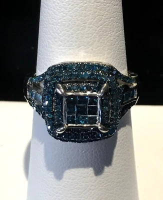 NWT BLUE DIAMOND RING SIZE 7 (1.00 CTW) 925 STERLING SILVER - Image 1 of 4