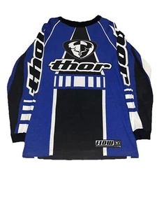 Thor Racing Jersey Adult XL Blue Long Sleeve 90s Cotton - Picture 1 of 3