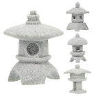 4 Miniatur-Pagoden-Statuen aus Sandstein für Zen-Gärten und Bonsai-Dekoration