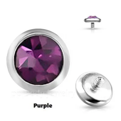 14G плоская фианитовая хирургическая сталь внутренняя резьба кожный анкер верхняя часть - Изображение 1 из 2