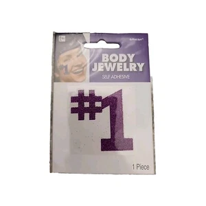 #1 Sports Fan Purple Glitter Body Jewelry adhesive sticker temporary tattoos - Picture 1 of 2