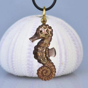 Seahorse Pendant Gold Vermeil Sterling Silver & Bronze Mother-of-Pearl 7.79 g - Picture 1 of 12