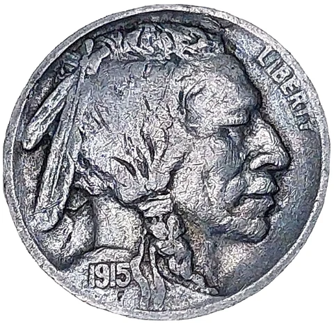 1915-S Buffalo Nickel 5 Cents~Very Scarce-Date!~VF+~100% Original Cover