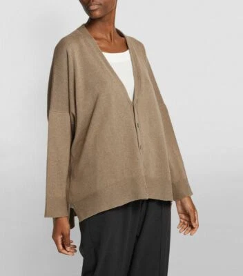 Nuevo con etiquetas Cárdigan Eskandar LIGHT MOCHA Suave Tejido Seda Cruda Cuello en V 30" Largo O/S $1850 Foto 1 de 4