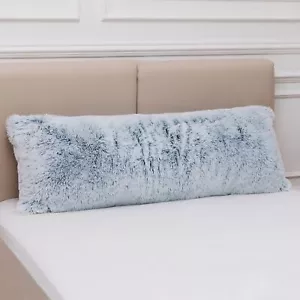 Cheer Collection Long hair Shaggy Body Pillow 20" x 54" - Blue - Picture 1 of 9