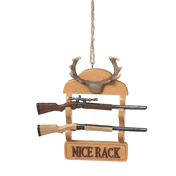 NICE RACK Hunting Gun Rack Antlers Christmas Ornament, by Midwest CBK - Image 1 of 1