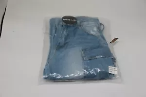 Rehab Lab RIPPED DISTRESSED DENIM CARGO JEANS MEDIUM WASH LARGE - Picture 1 of 2