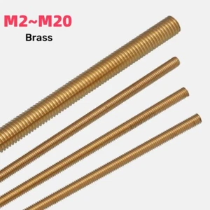 Brass Threaded Bar Studding Studs M2M2.5M3M4M5M6M8M10M12-M20 Fully Threaded Rod - Picture 1 of 28