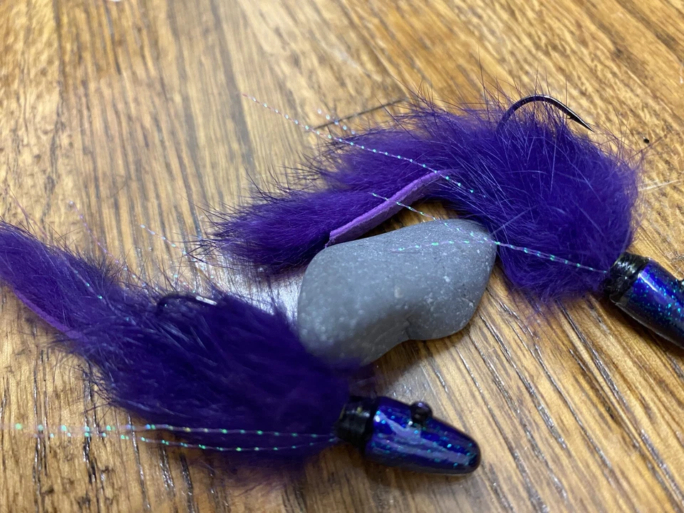 Plantilla de pelo personalizada atada a mano para dueño 1/4 oz cabeza de dardo (paquete de 2) Junebug púrpura Foto 1 de 3