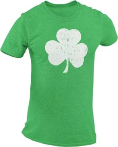 USA Screen Printed Charcoal Irish Distressed Shamrock T-Shirt St Patricks Day... - Picture 1 of 15