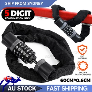 Heavy Duty Chain Lock Security 5-Digit Key password security Bike Bicycle - Picture 1 of 9
