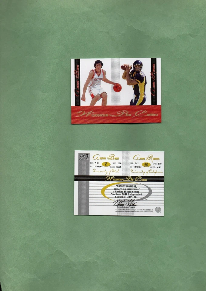 Combo Aaron Rodgers (G.B.Packers) 1/2005 Sage edición automática Wisconsin Pro #C2 radiocontrol Foto 1 de 1