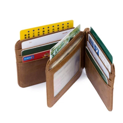 Vintage cowhide men's wallet 18 card slots large capacity ultra-thin card holder - Image 1 of 4