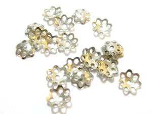 100 Perlenkappen silberfarben antiksilber  6mm Perlen Zierkappen Zierperlen - Bild 1 von 1