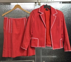 Douglas Hannant Skirt 28x22 Jacket 17” P2P Suede Trim Small Flaws See Pic Size 8 - Picture 1 of 11
