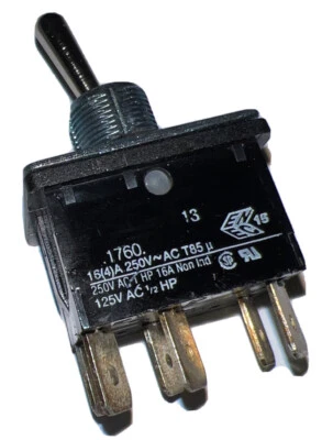 Interruptor de palanca Arcolectric 1760 DPDT 16 (4) A 250 AC� T85u 250V CA 1 HP NO IND Foto 1 de 4