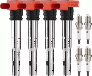 Ignition Coil Packs UF529 & Spark Plugs Set of 4, Compatible with Volkswagen MK5 - Picture 1 of 7