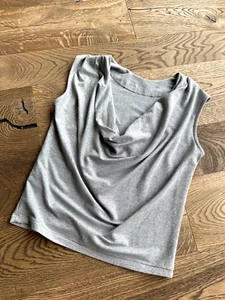 Gustav Shirt/Top silber mit Lurex und Wasserfall Ausschnitt elegant Gr. S Mega! - Bild 1 von 2