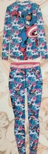 Marvel Comics - Captain America Sleepwear Pink Blue Pajama Shirt & Pants Large - Picture 1 of 3