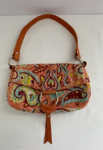 Vintage Christiana beaded Handbag Purse suede strap and accents paisley design - Picture 1 of 15