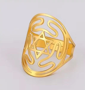 König Salomo Davidstern Edelstahl Rad von Hekate Männer Ring jüdische Kabbala - Bild 1 von 4