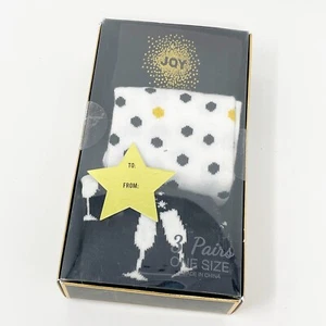 3 Pair Women  Stretch Crew Socks Winter Holiday Pattern New Years  Party NEW - Picture 1 of 7