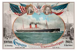 French Line La Lorraine / La Gascogne ca. 1900 poster 12 x 18 - Picture 1 of 4