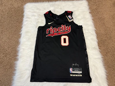 Nike Portland Trailblazers Damian Lillard City Edition Size Medium Black Jersey - Image 1 of 4