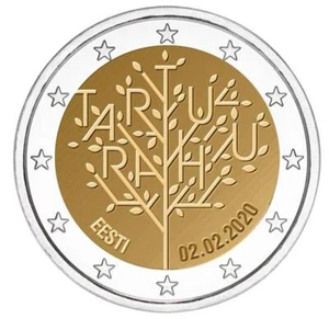 Estland 2 Euro 100. Julbiläum des Friedensvertrages von Tartu 2020  bfr - Bild 1 von 2