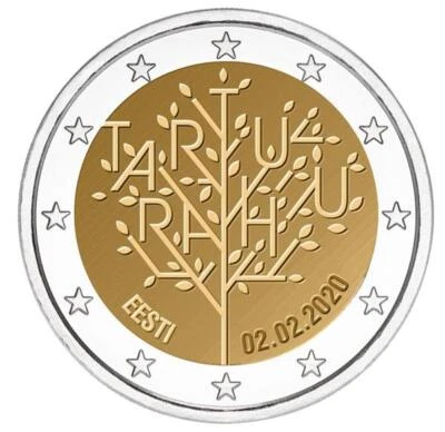 Estland 2 Euro 100. Julbiläum des Friedensvertrages von Tartu 2020  bfr - Bild 1 von 2