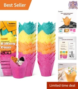 Tulip Cupcake Liners 200PCS Wood 1.97" Standard Size Muffin Baking Cups Party - Picture 1 of 9