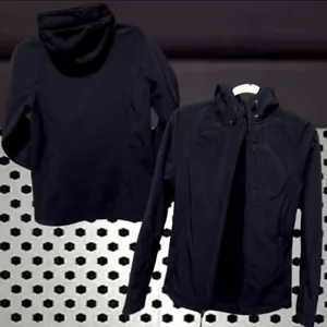 Kirkland Signature Fleece Lined Soft Shell Hooded Zip-Up Jacket, Black Women's S - Picture 1 of 19