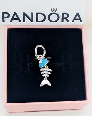 Nuevo 100% Auténtico Dije PANDORA 925 Azul Turquesa y Espina de Pescado Pavimentado 793894C01 Foto 1 de 4
