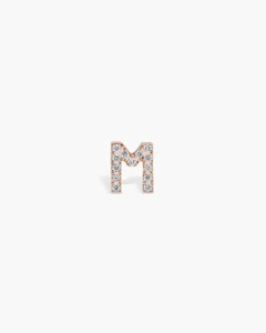 Genuine Diamond Initial M Slider Pendant 14k Solid Gold Name Pendant For Women. - Picture 1 of 12