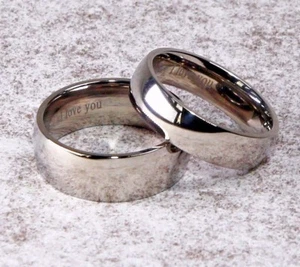 His & Hers Titanium Wedding Set Band Rings Mens Ladies "I Love You" Engraved - Picture 1 of 5