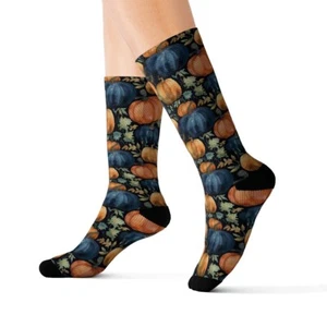 Watercolor Pumpkin Halloween Socks - Picture 1 of 13