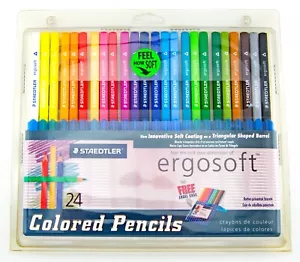 Staedtler Ergosoft Colored Pencils Set Easel Case 24 Colors Triangular Barrels - Picture 1 of 3