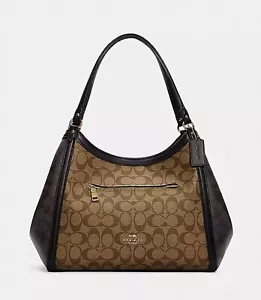 Nuevo con etiquetas Bolso de Mano Coach Hombro Cristy Caqui Marrón Firma Lona $498 - Imagen 1 de 5