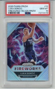 2020 PANINI PRIZM FIREWORKS SILVER PRIZM #14 LUKA DONCIC MAVERICKS PSA 10 RARE - Picture 1 of 2