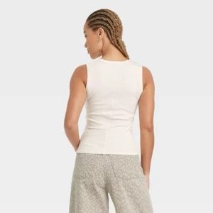 Women's Ribbed Fitted Tank Top - Universal Thread - Cream - Medium - F15 - Picture 1 of 2