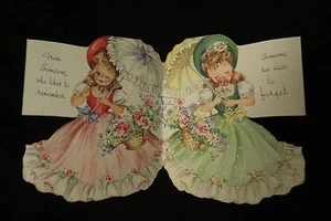 Vintage Victorian Lady Birthday Card 1940S By Forget Me Not - Picture 1 of 4