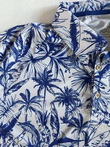 Scales Polo Shirt Mens XL Performance Stretch Golf Activewear Fish Palms Print - Picture 1 of 7