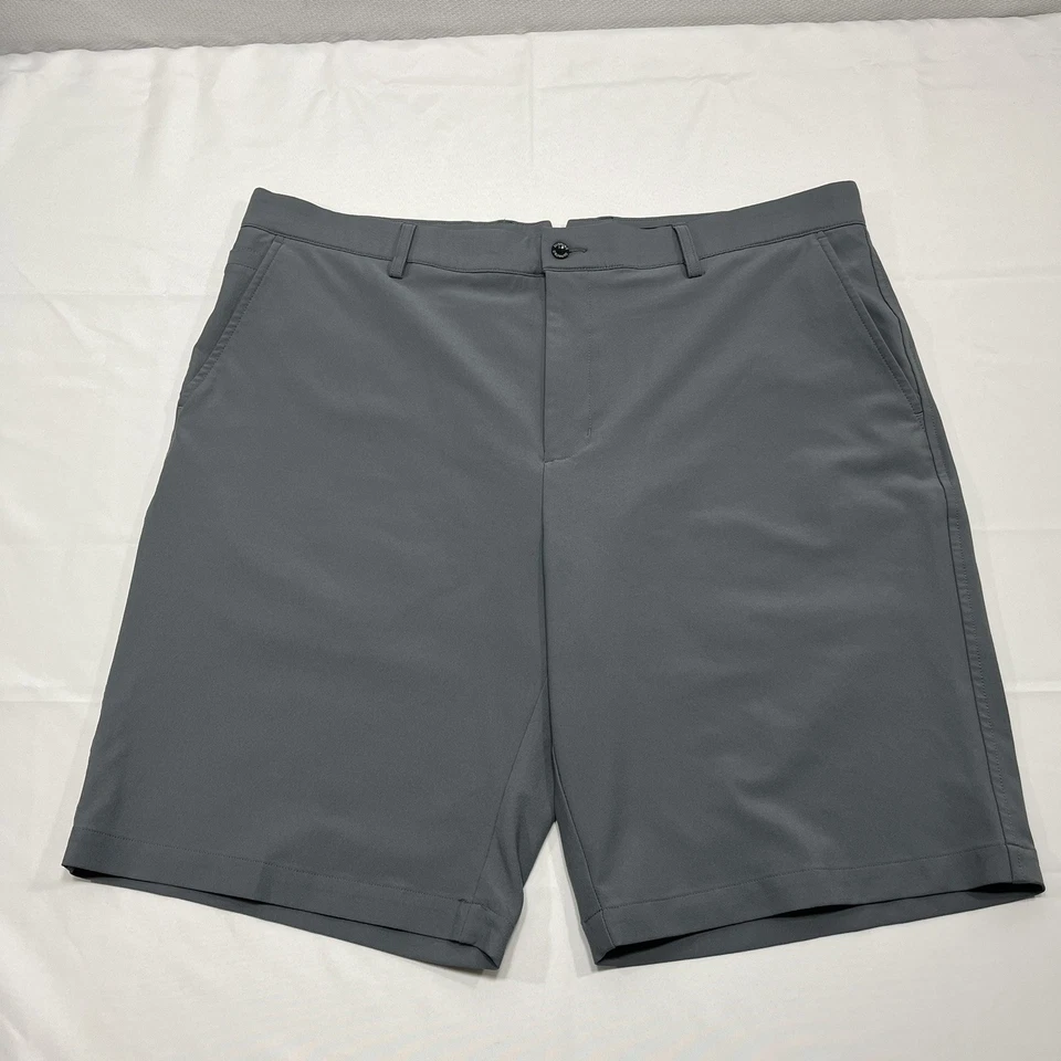 Dunning Shorts 男式 38 灰色高尔夫平前弹力 10 英寸内缝 Chino Performance — 第 1/4 张图片