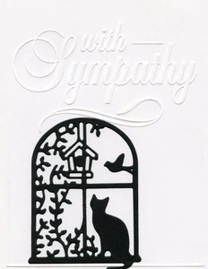 Die-Cut Cat in Window Sympathy Handmade Notecard (1 Card) #335 - Picture 1 of 1