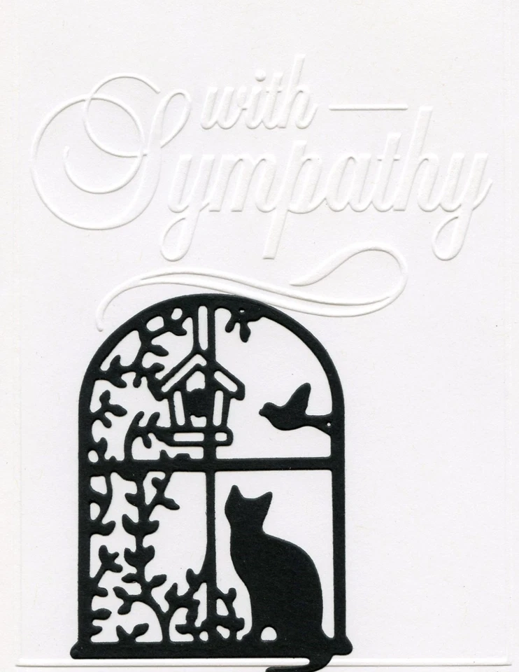 Die-Cut Cat in Window Sympathy Handmade Notecard (1 Card)  #335 - Image 1 of 1