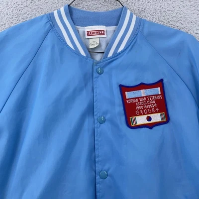 De Colección Veteranos de la Guerra de Corea Chaqueta de Bombardero de Satén para Hombres XL Azul Claro Bordado Ejército Foto 1 de 4