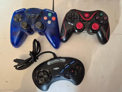 JOBLOT  BUNDLE OF PS3 SNES WIRELESS & WIRED CONTROLLERS COMPETITION PRO SPARES - Image 1 of 2