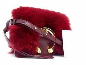 JIMMY CHOO Madeline Fur x Leather Shoulder Bag Crossbody Bordeaux AY41 - Bild 1 von 9