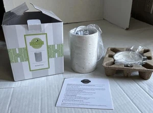 New W/Box Scentsy Wax Full Sized Warmer White Etched Core Boho Minimalistic 6” - Picture 1 of 13