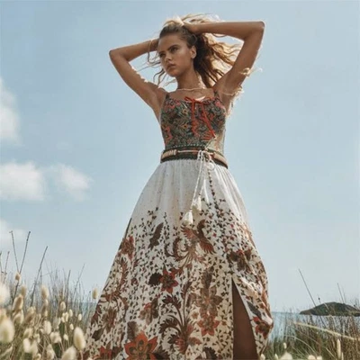 Falda midi Zimmermann Empire Batik talla 1 AU 10/US 6 cinturón abotonado Foto 1 de 4